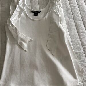 French Connection White Tank Top with Ribbon Detail